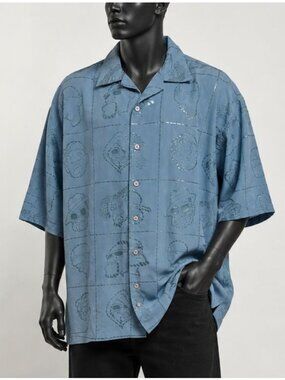 Budabean Mens XXL Blue Brooklyn Breed Textured Graphics Vintage 90s